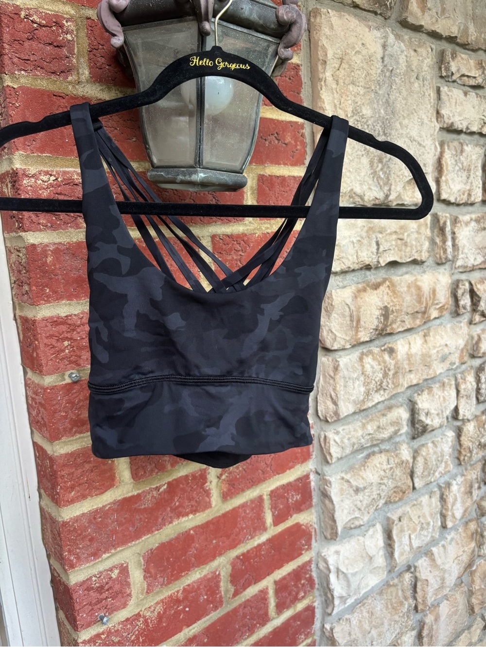 lululemon athletica Black Camo Strappy Longline Bra